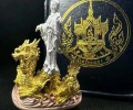 僧王庙瓦波旺佛历2539年纯银观音菩萨骑龙